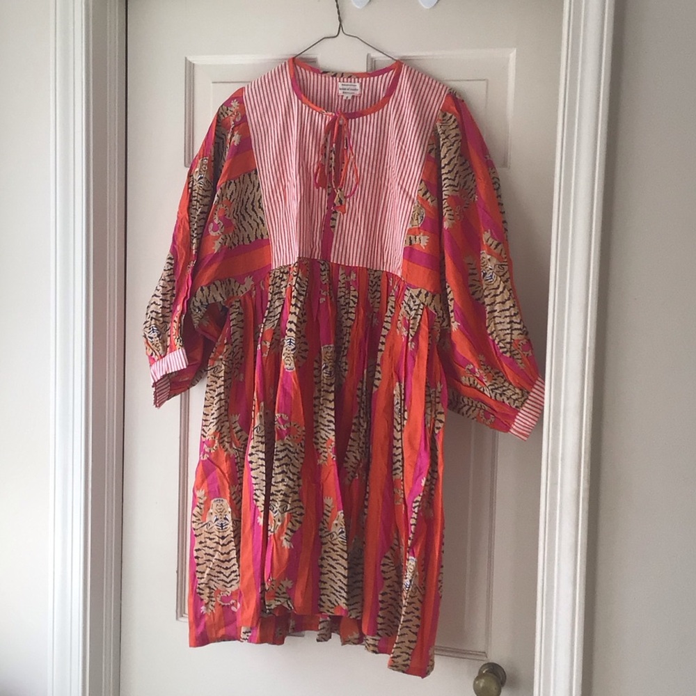 Striped and Patterned Midi Dress